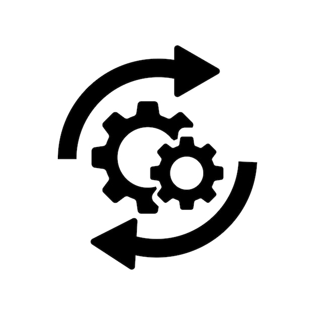 Icono de proceso en estilo plano aislado en blanco Símbolo de proceso en negro para su aplicación de diseño de sitio web UI Icono de operaciones simples Ilustración vectorial
