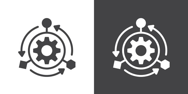 Icono del proceso de flujo de trabajo Conjunto de ilustraciones de líneas delgadas