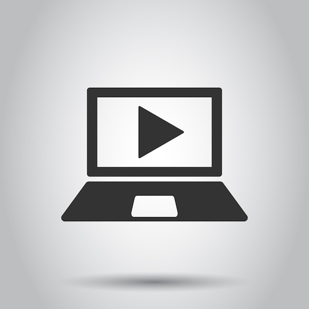 Icono del proceso de formación en línea en estilo plano Ilustración vectorial de seminario webinar en fondo blanco Concepto de negocio de elearning