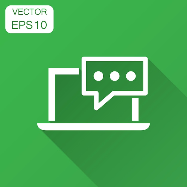 Icono del proceso de formación en línea en estilo plano Ilustración vectorial de seminario webinar con sombra larga Concepto de negocio de Elearning