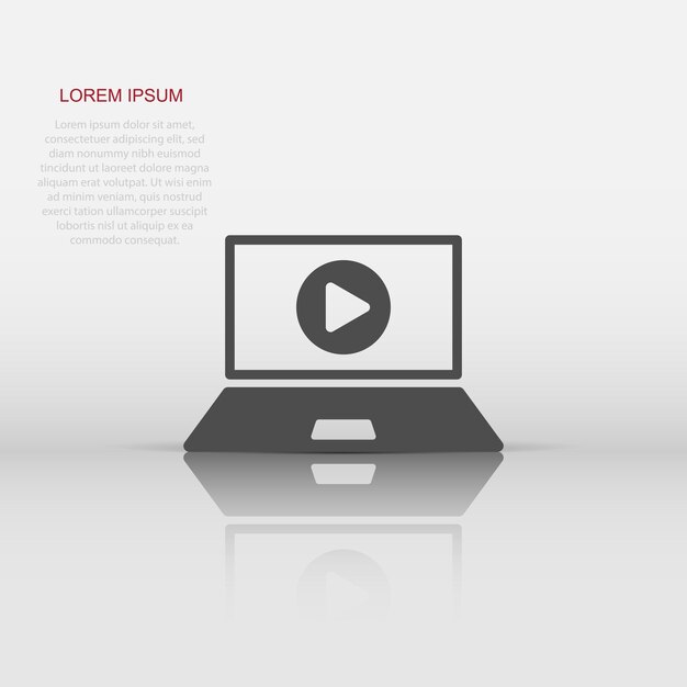 Icono de proceso de formación en línea en estilo plano Webinar seminario vector ilustración sobre fondo blanco aislado Concepto de negocio de elearning