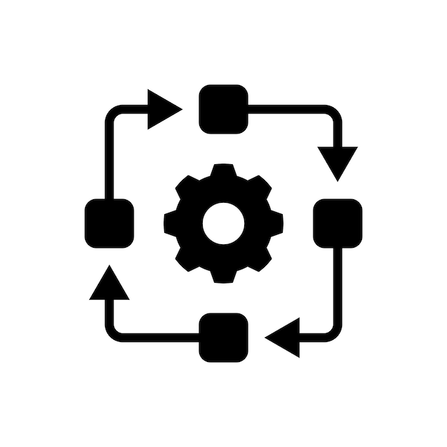 Icono de proceso de gestión plantilla vectorial ilustración diseño de logotipo