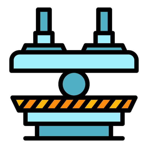 Icono de proceso de máquina de prensa Contorno de icono de vector de proceso de máquina de prensa color plano aislado