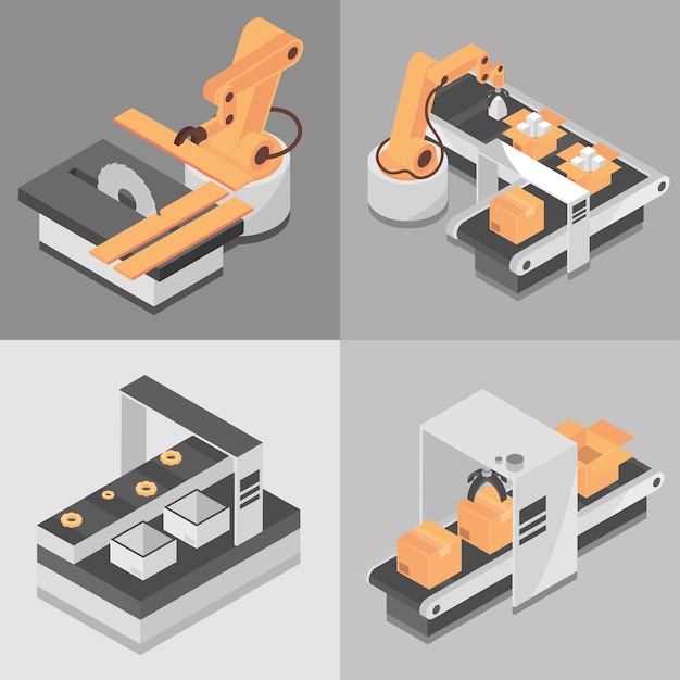 Vector icono de producción de la industria isométrica