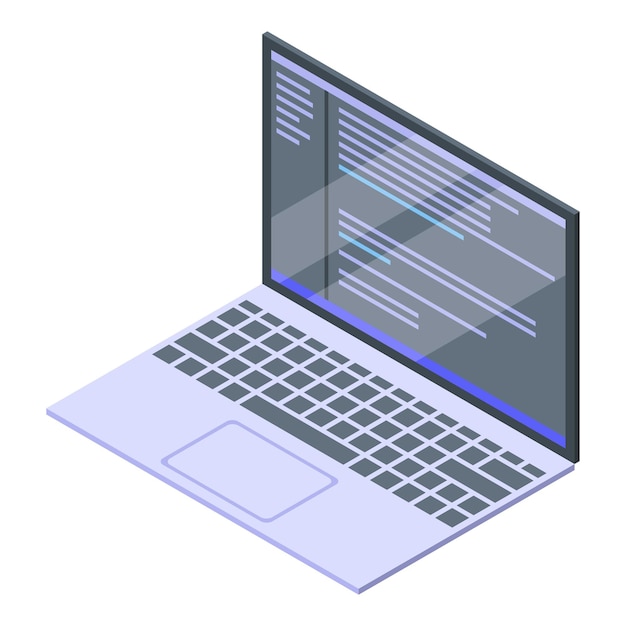 Vector icono de programación de portátiles isométrico del icono de vector de programación de portátiles para diseño web aislado sobre fondo blanco