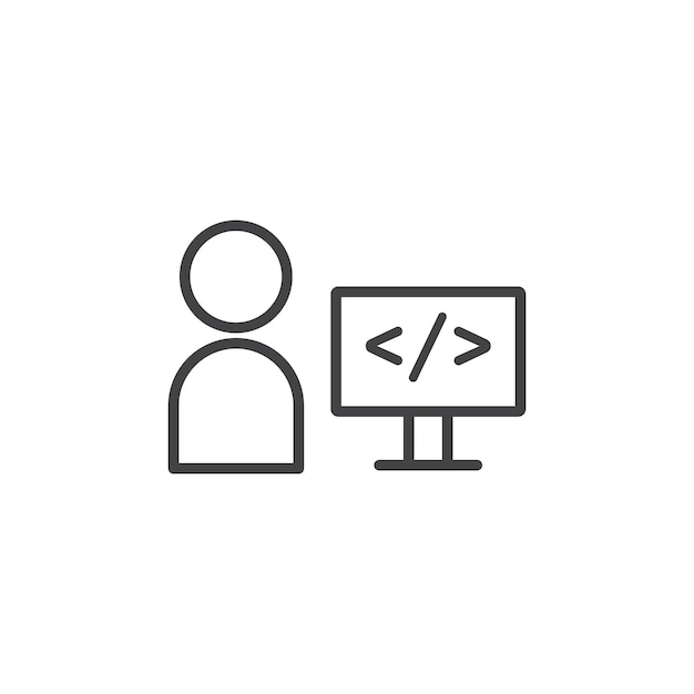 Ícono del programador Marca de símbolo en estilo llenado