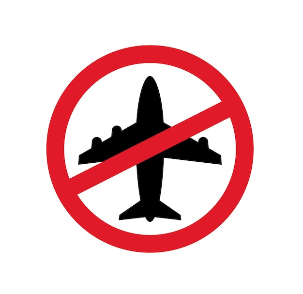 icono de prohibición de avión. ilustración vectorial