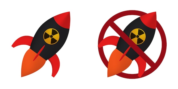 Vector el icono de prohibición de la bomba nuclear no permite la guerra nuclear cruzó el círculo