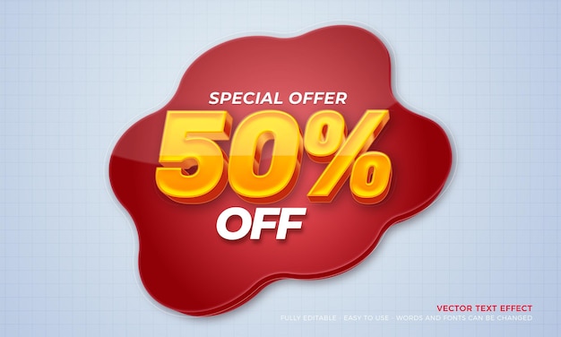 Icono promocional de descuento de venta de 50 con efecto de estilo 3D