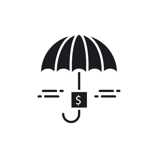 Icono de protección de activos conjunto de seguros financieros símbolo vectorial paraguas ganancias signo de seguridad inversión icono de seguridad pictograma de fondo de ahorro seguro