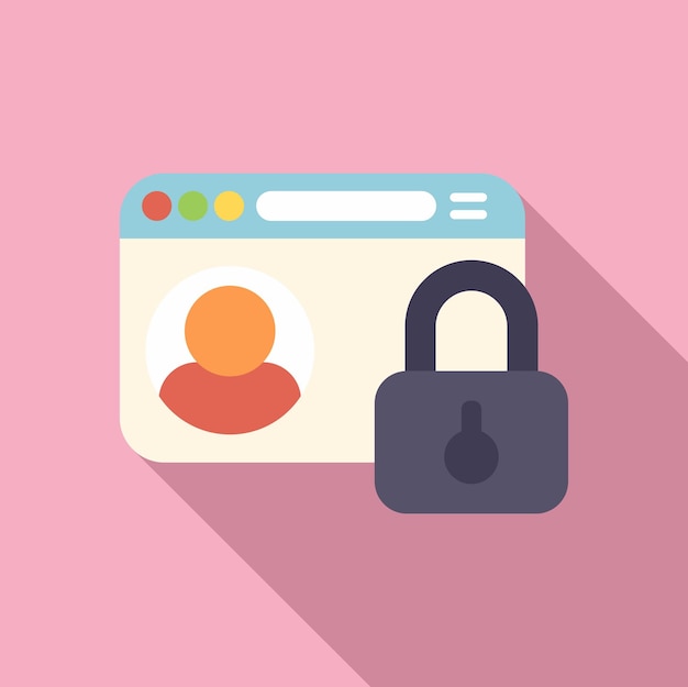 El icono de protección de contraseña web es un vector plano Cambio de aplicación móvil personal