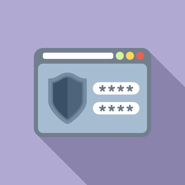 Icono de protección de contraseña web vector plano Cuenta personal Pantalla de portátil