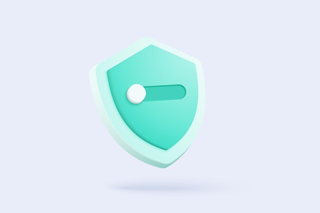 Icono de protección de escudo 3D con cheque para pago en línea en fondo blanco concepto cuenta de usuario para seguridad 3D con protección de pago en fondo de renderización vectorial aislado