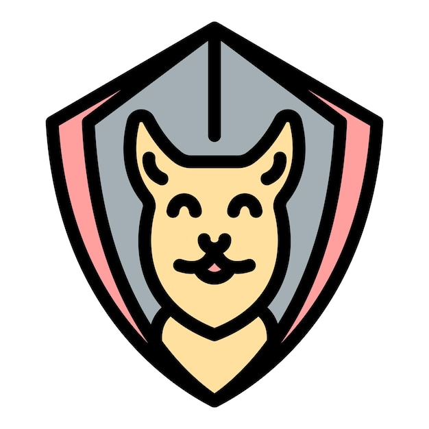 Vector icono de protección de escudo de perro contorno de protección de esquudo de perro icono vectorial de color plano aislado