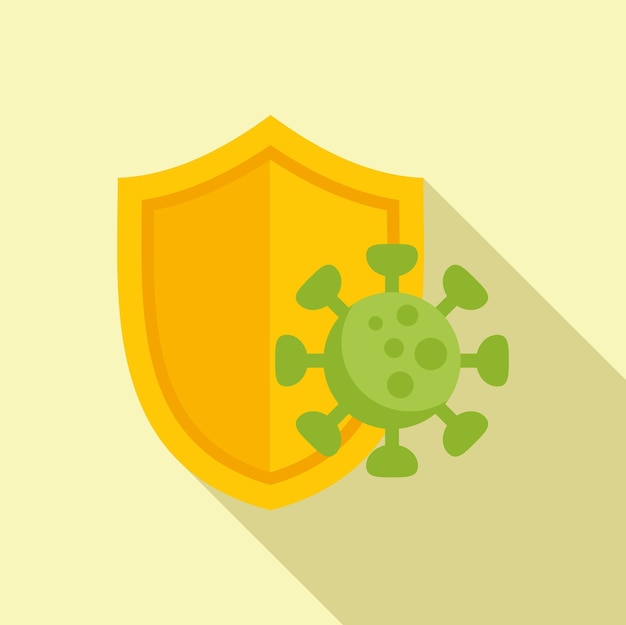 Icono de protección de escudo de virus vector plano Detener persona de infección inmune