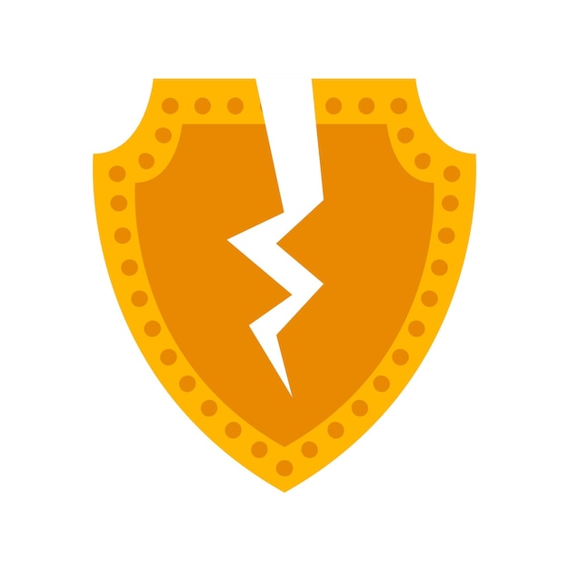 Icono de protección hackeada por vectores en fondo blanco