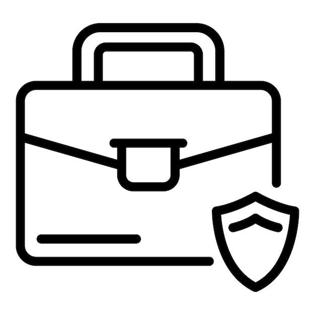 Icono de protección de maleta de trabajo Icono de vector de protección de maleta de trabajo de esquema para diseño web aislado sobre fondo blanco