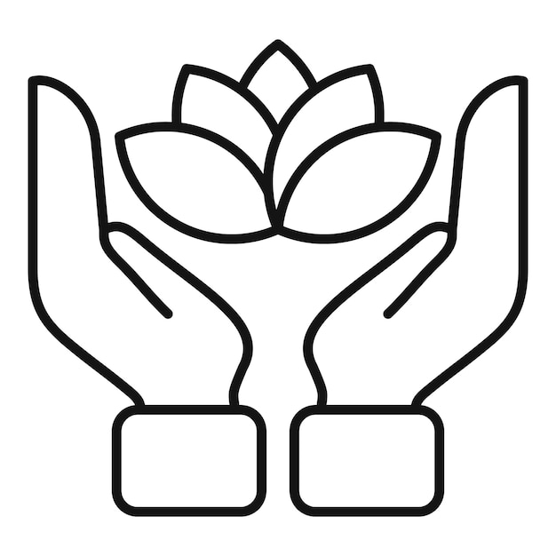 Icono de protección de la naturaleza manos acunando una planta