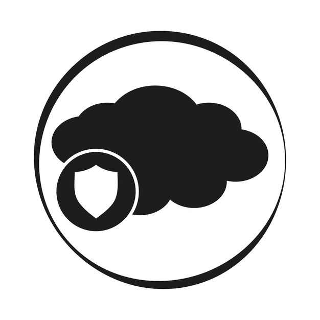 Icono de protección de nubes Símbolo de computación en nubes Ilustración vectorial EPS 10 Imagen de archivo