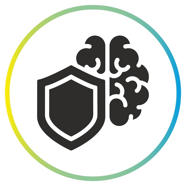 icono de protección de la salud mental cerebro con escudo salvar la salud mental