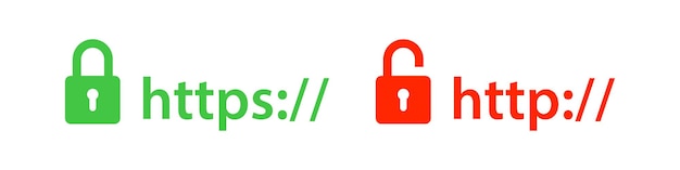 Icono de protección de sitios web Https y http Ssl símbolo de seguridad Signos de candado Iconos de seguridad de sitios web Dominio del navegador Ilustración vectorial