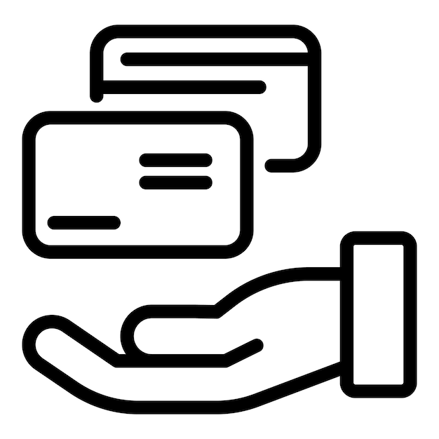 Icono de protección de tarjeta de crédito Icono de vector de protección de tarjeta de crédito de esquema para diseño web aislado sobre fondo blanco