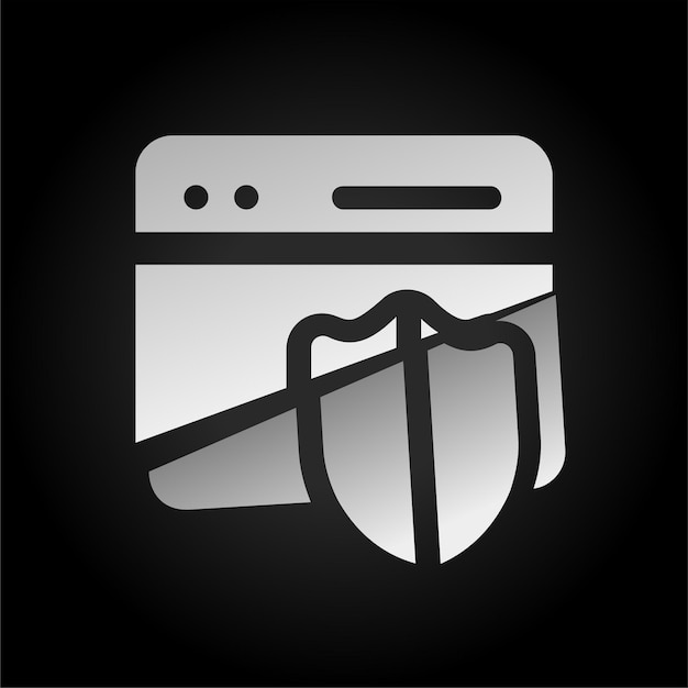 Icono de protección web de fondo oscuro con efecto cortado con visual moderno