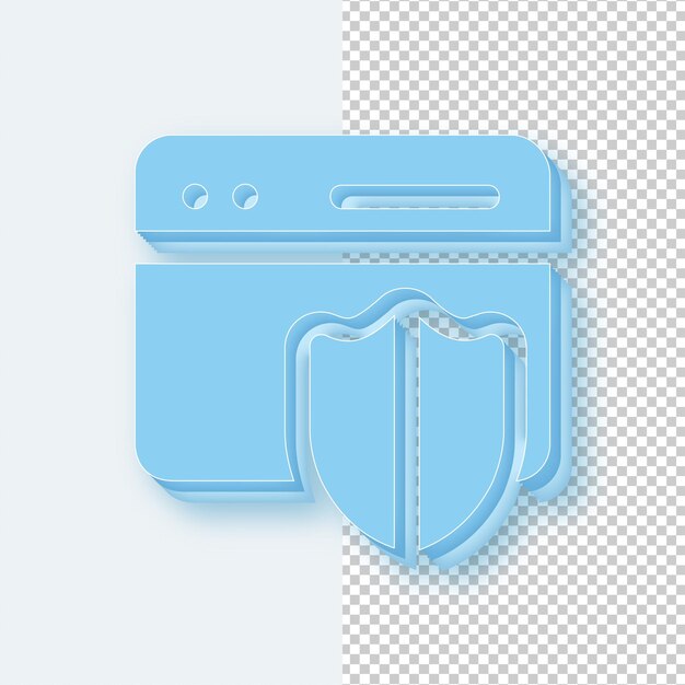 Icono de protección web en tono de hielo azul claro 3D con fondo editable