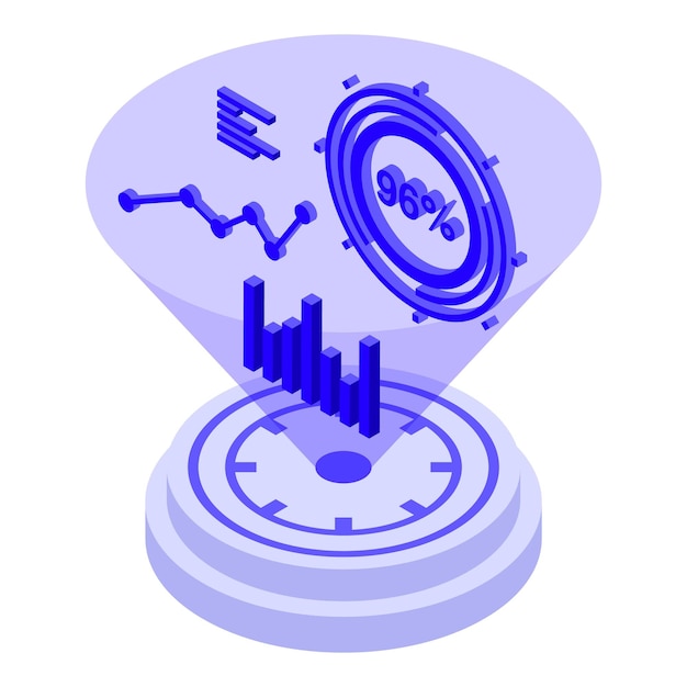 Icono de proyección empresarial vector isométrico Holograma digital Motor Cad