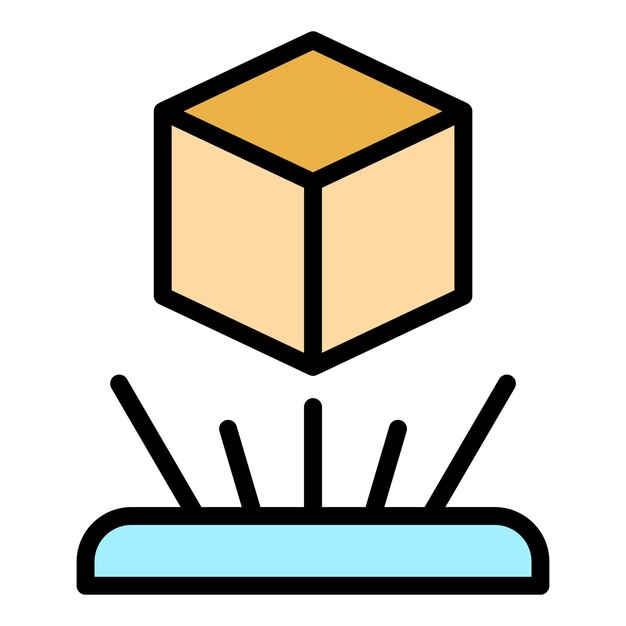 Icono de proyección de holograma de cubo Contorno Icono de vector de proyección de holograma de cubo para diseño web aislado en color de fondo blanco plano