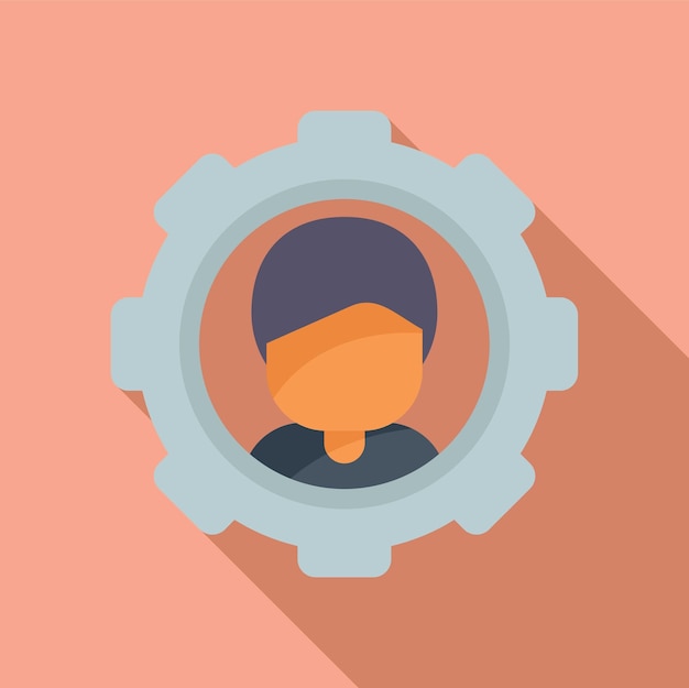 Ícono de proyecto de persona de engranajes vector plano equipo de trabajo de persona