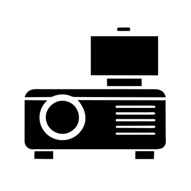 Icono del proyector digital Icono del glifo sólido Icono del vector Icono del grifo blanco y negro Icono del símbolo