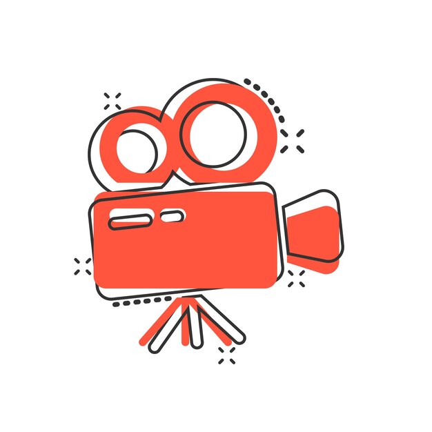 icono de signo de proyector de video en estilo cómico. ilustración de  dibujos animados de vector