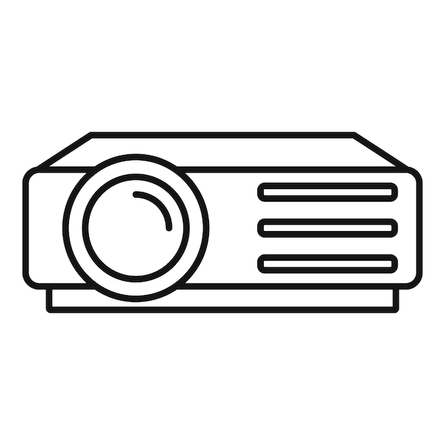 Icono de proyector de lección Icono de vector de proyector de lección de esquema para diseño web aislado sobre fondo blanco