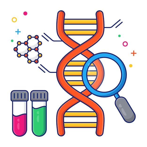 Icono de prueba de ADN en diseño plano