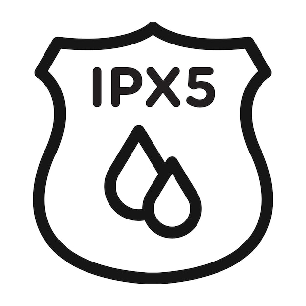 Ícono a prueba de agua Ipx5 logotipo vectorial de arte de línea negra