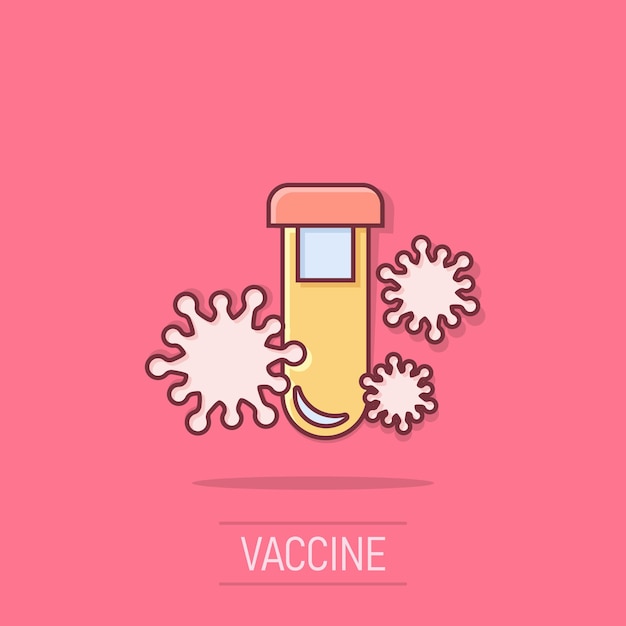 Vector icono de prueba de coronavirus en estilo cómico ilustración vectorial de dibujos animados de covid-19 en un fondo aislado concepto de negocio de señal de efecto de salpicaduras de diagnóstico médico