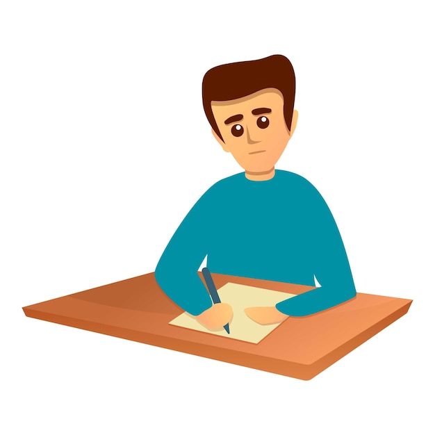 Icono de prueba de escritura de niño caricatura de niño prueba de escritura icono vectorial de prueba para diseño web aislado en fondo blanco