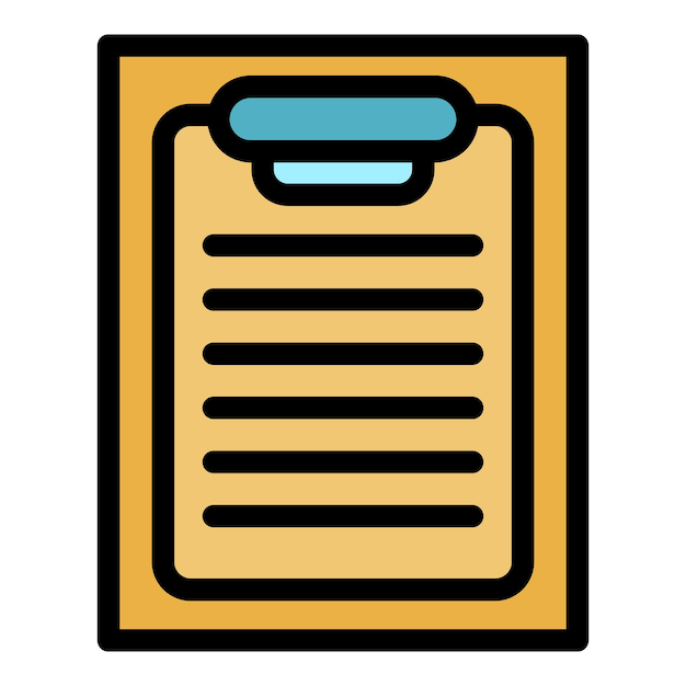 Icono de prueba de examen de clipboard Contorno de prueba de prueba de clipboard icono vectorial de color plano aislado