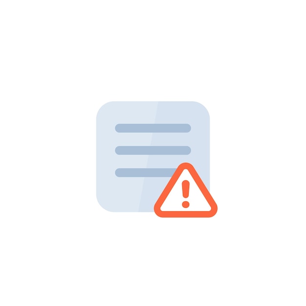 Icono de prueba fallida del informe de error en blanco