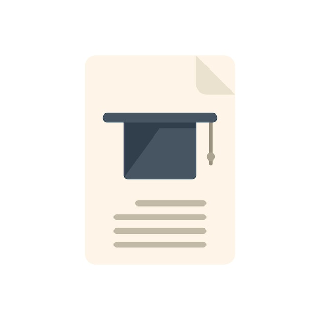 Icono de prueba de graduación vector plano Examen escolar Cheque de papel aislado