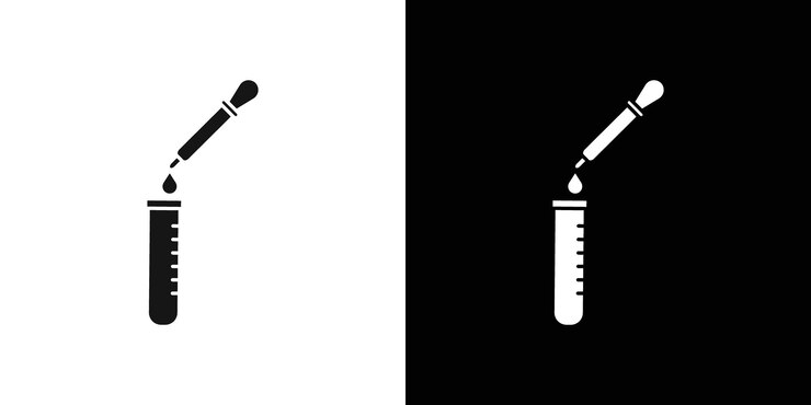 Vector icono de prueba de laboratorio conjunto de logotipos vectoriales de línea negra