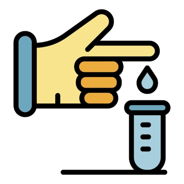 El icono de la prueba de sangre de los dedos El contorno del icono del vector de la muestra de sangre de las dedos El color es plano y aislado