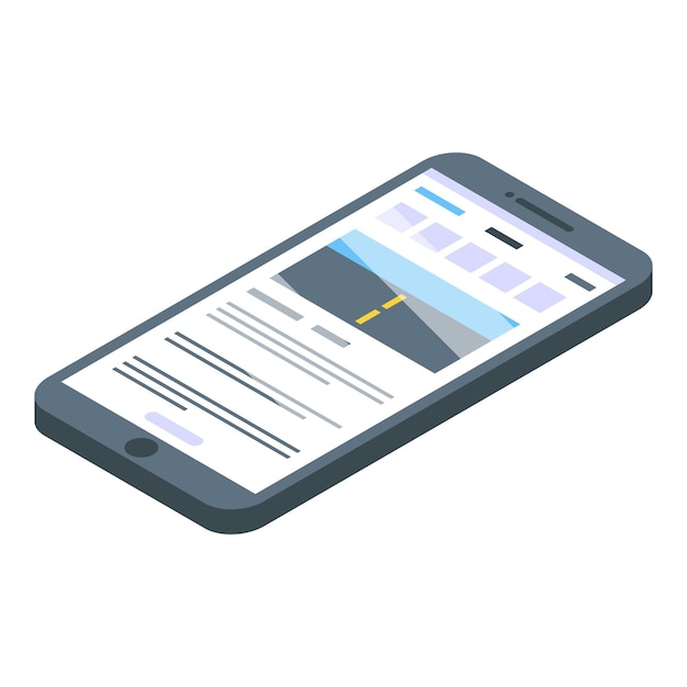 Icono de prueba de teléfono inteligente de la escuela de conducción Isométrico del icono de vector de prueba de teléfono inteligente de la escuela de conducción para diseño web aislado sobre fondo blanco
