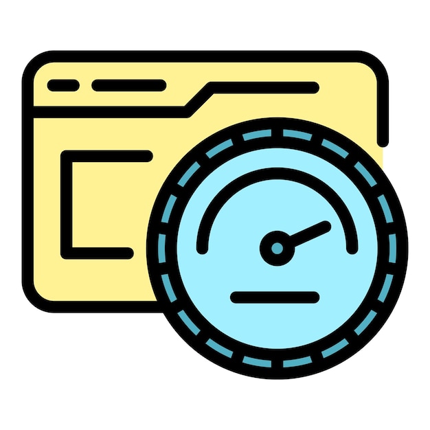 Icono de prueba de velocidad de la red Contorno de velocidad del vector de prueba de la red Icono de color plano aislado