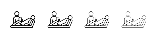icono de psicólogo y paciente conjunto de símbolos de señales de contorno