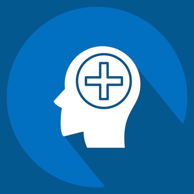 Icono Psiquiatría relacionada con Especialidades Médicas símbolo estilo sombra larga ilustración de diseño simple