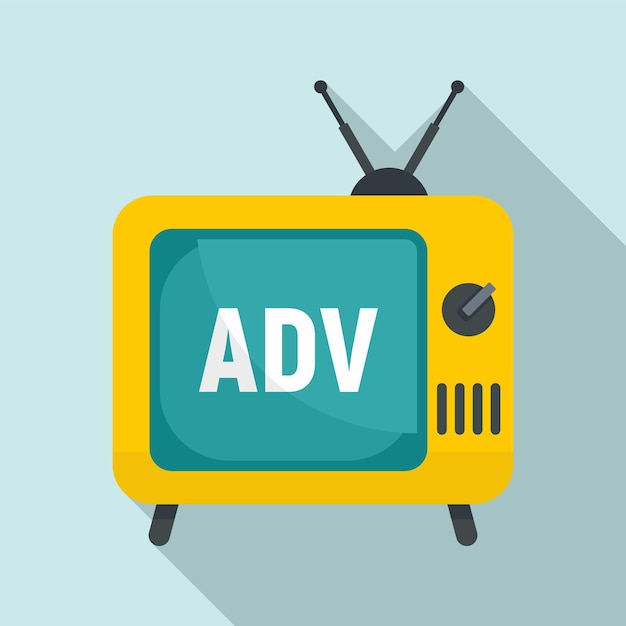 Icono de publicidad en televisión Ilustración plana del icono de vector de publicidad en televisión para diseño web