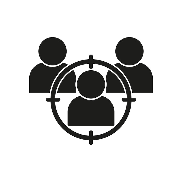 Icono del público objetivo Grupo de silueta Símbolo de enfoque Ilustración vectorial