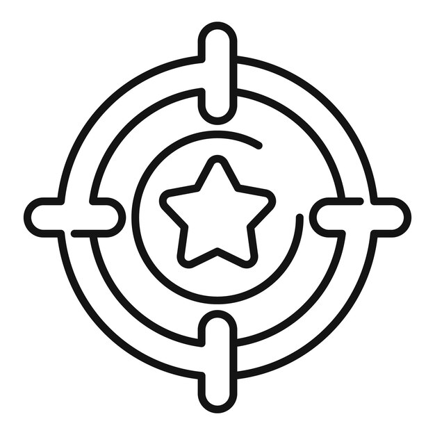 Icono de público objetivo de marketing con estrella que representa el enfoque en el cliente